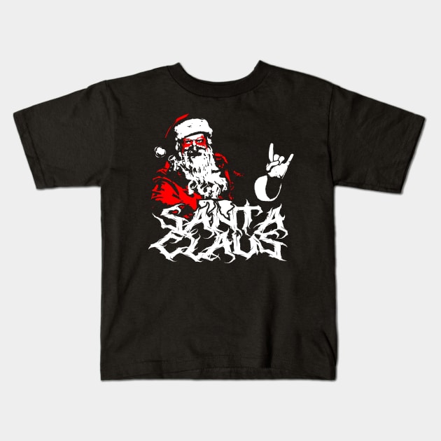 Metal Santa Kids T-Shirt by Awesome AG Designs